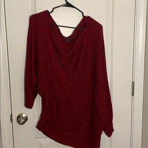 Haute Fox Asymmetrical Fitted Red Sweater